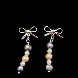 Silver and fresh water pearl Drop Earrings